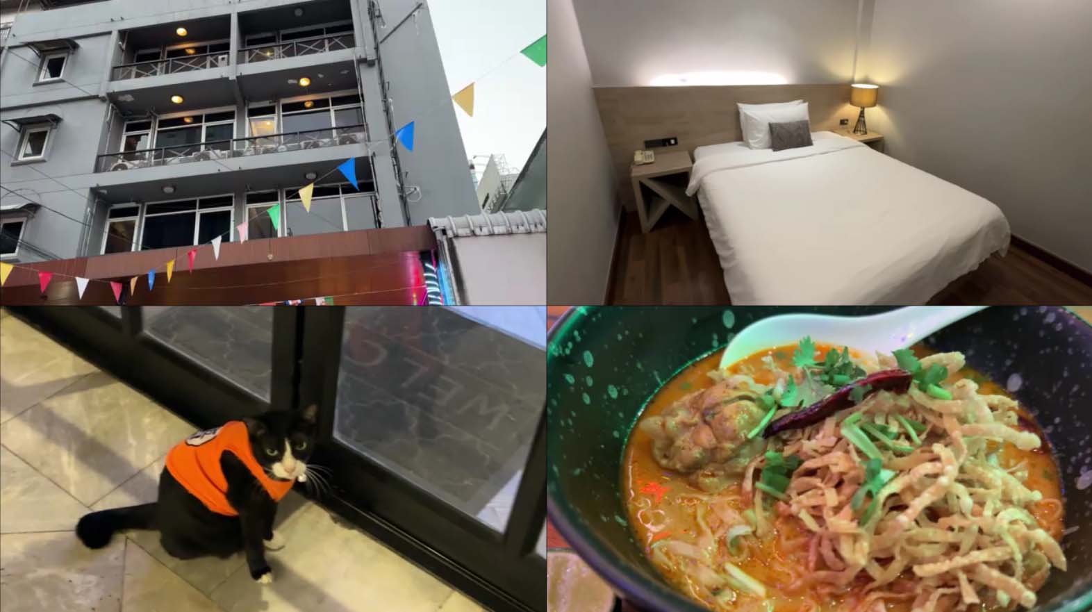 【2023-24避寒旅43日目】テーメーカフェ店内リポート 女の子が手を振ったお相手は？道路で突然とうせんぼ！その訳は？オンヌットのコスパええ宿に泊まると？